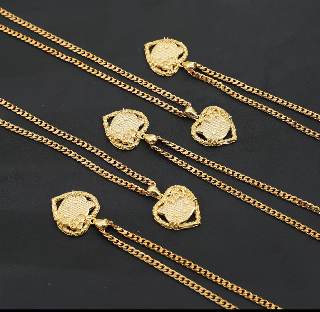18K Kitty Gold Chain w/ Pendant