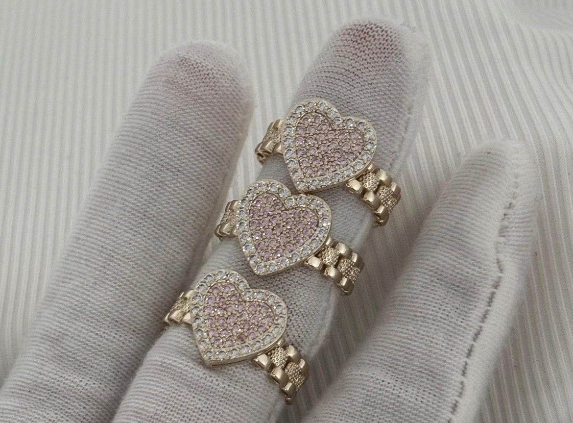 Icy Gold Plated Heart Ring