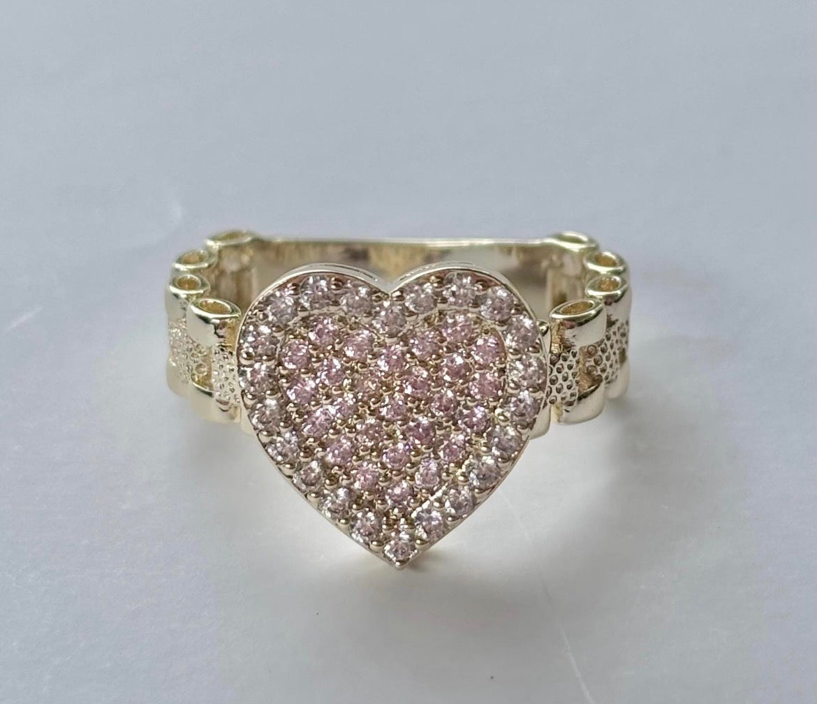 Icy Gold Plated Heart Ring