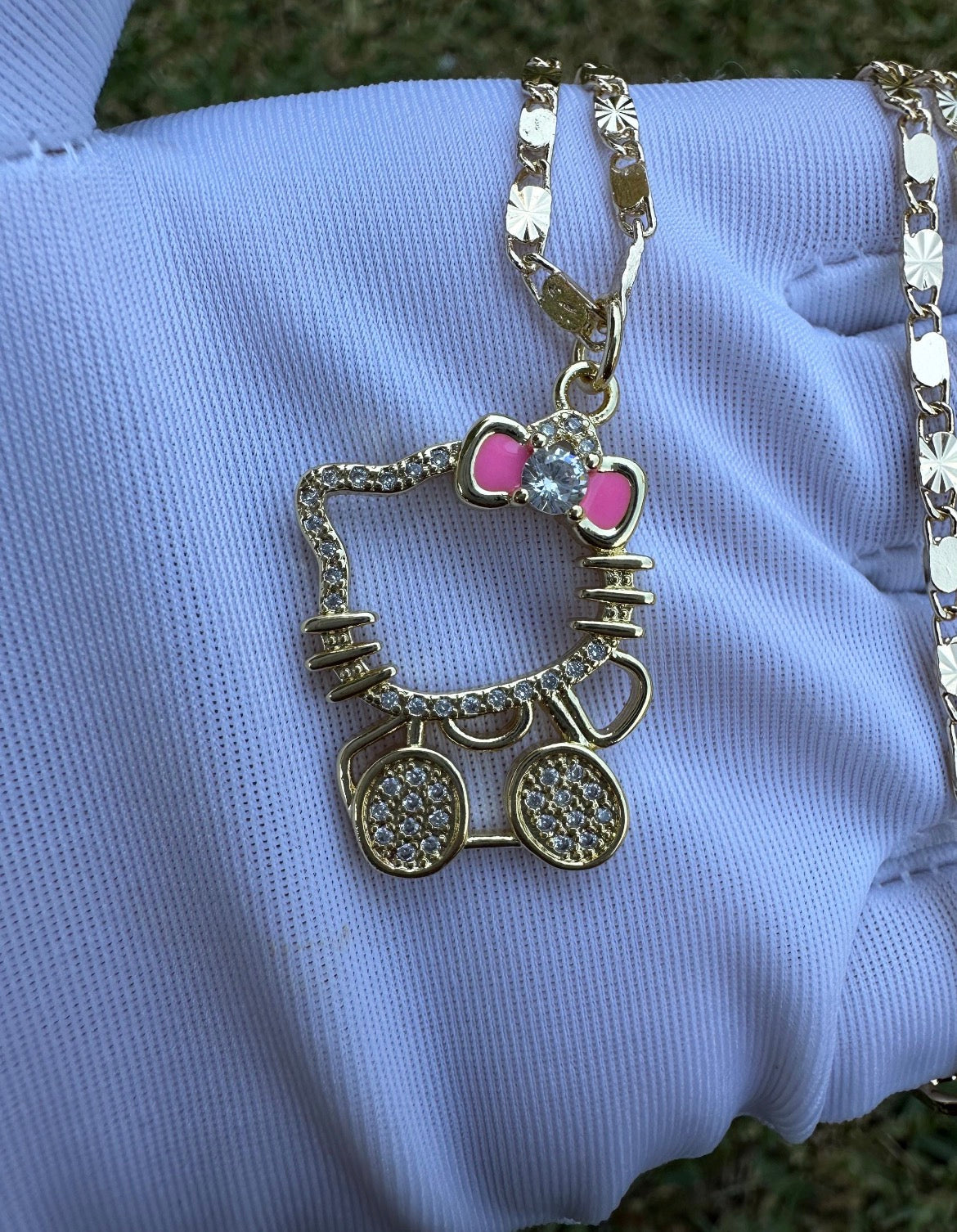14k Gold Kitty Bling Chain