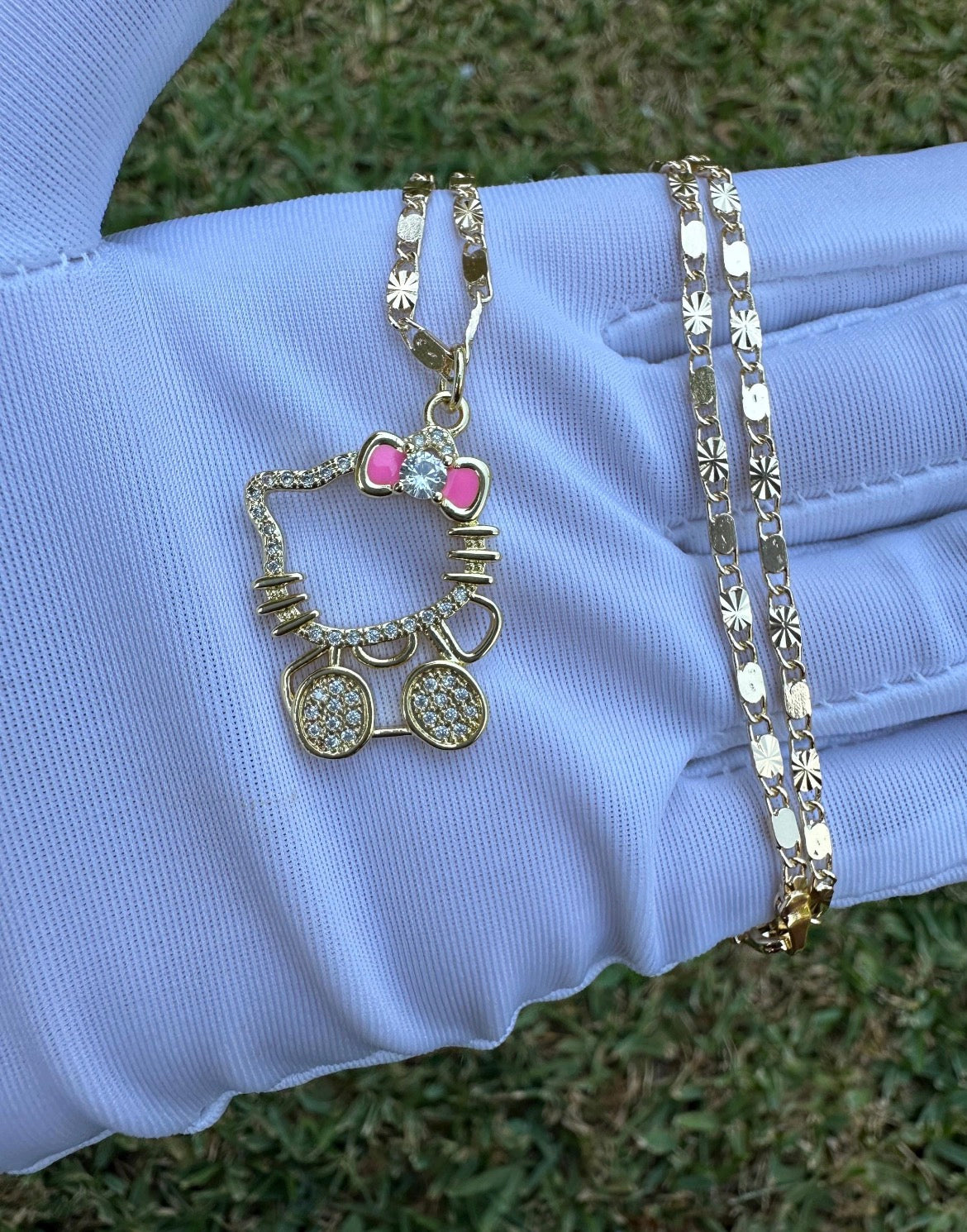 14k Gold Kitty Bling Chain